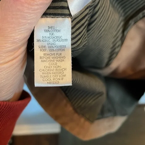 Ann Taylor Loft brown utility jacket women’s XL hood, removable fur, adjustable - Picture 8 of 8